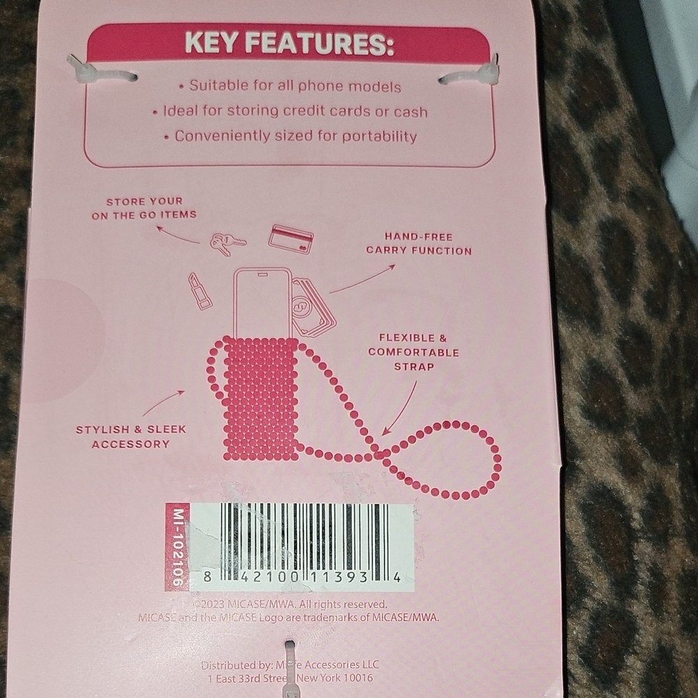 Red and White Beaded Phone Case with Crossbody Strap - Picture 2 of 3